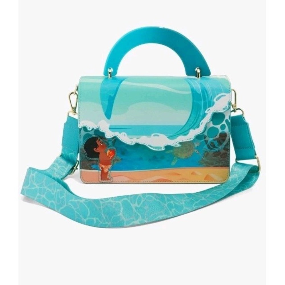 NWT Loungefly Disney Moana Ocean Waves Seashell Crossbody‎ Bag + Bonus Pin